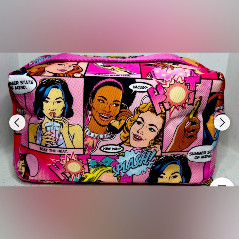 Estée Lauder make up bag summer comic pop art design. NWOT.